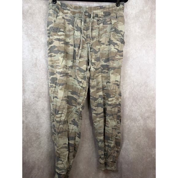 GAP Pants - Gap Joggers Women M Green Camo Lyocell Elastic Waist Drawstring Utility Pants